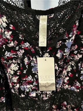 Cacique Black Nightdress with Pink, Purple & White Floral